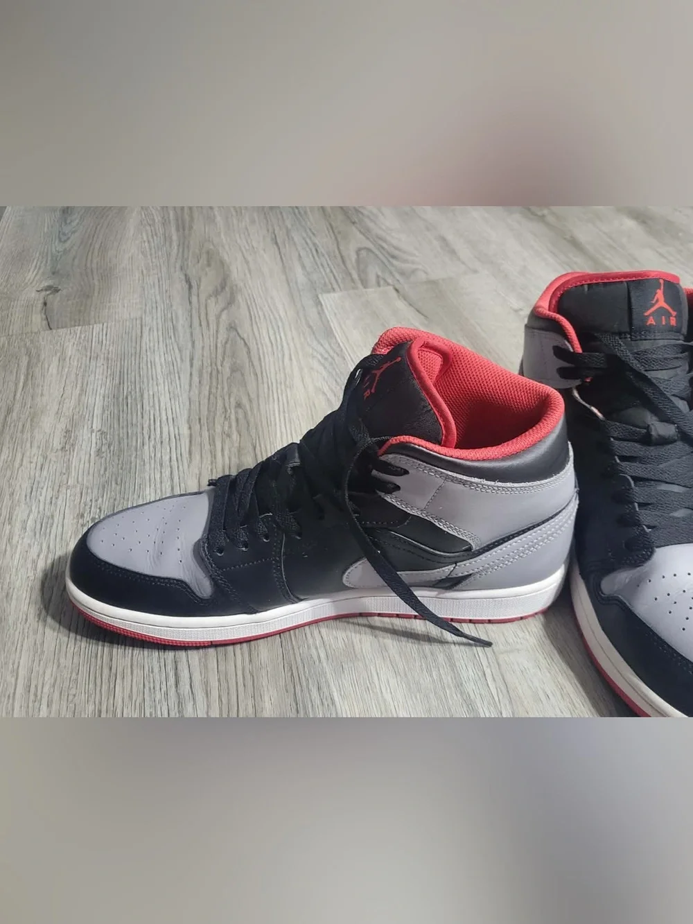 Jordan Men's High-Top Sneakers in Black, Gray & Red